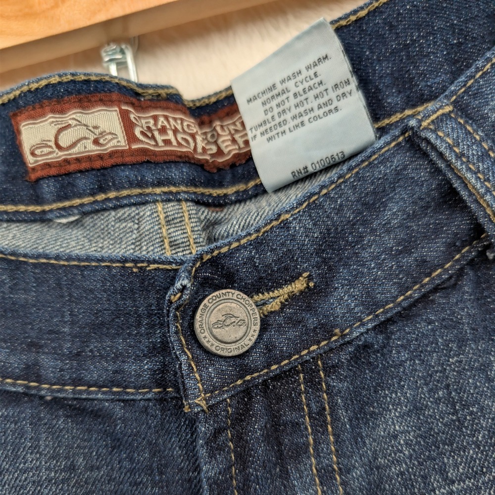 VTG Orange County Choppers Jeans Men's 37x30 Dark Blue Biker Grunge Wide Leg 90s - Picture 10 of 16